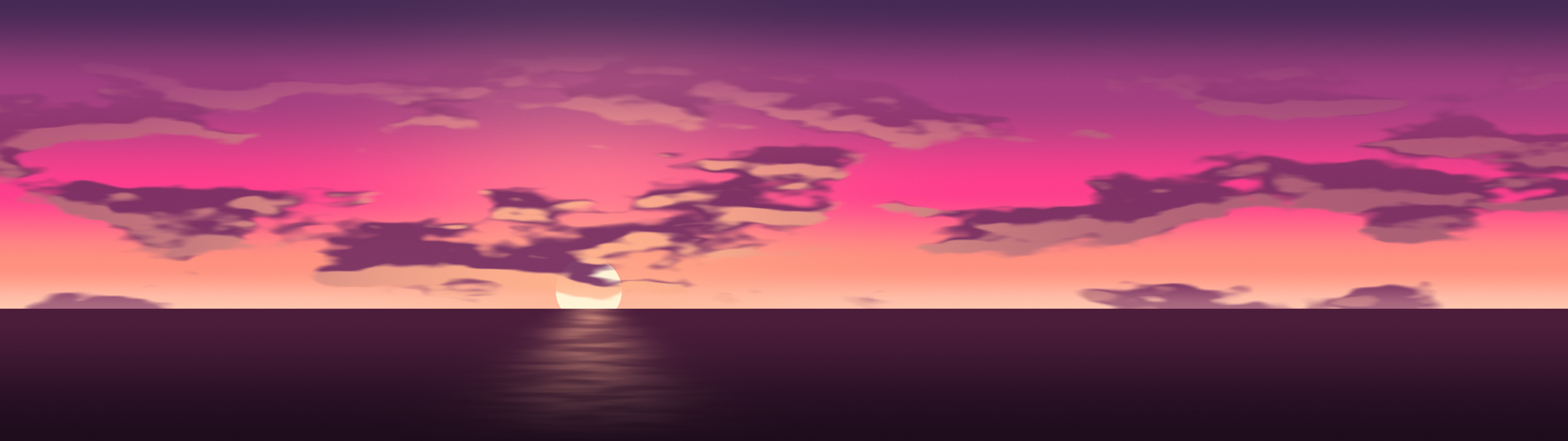 Hot Pink Sunset Sky dual monitor wallpaper, 7680 × 2160