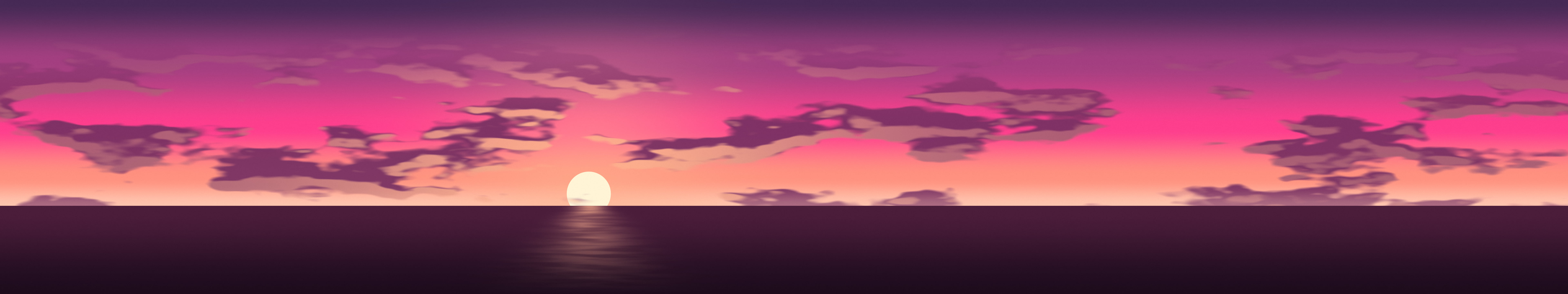 Hot Pink Sunset Sky triple monitor wallpaper, 7680 × 1440