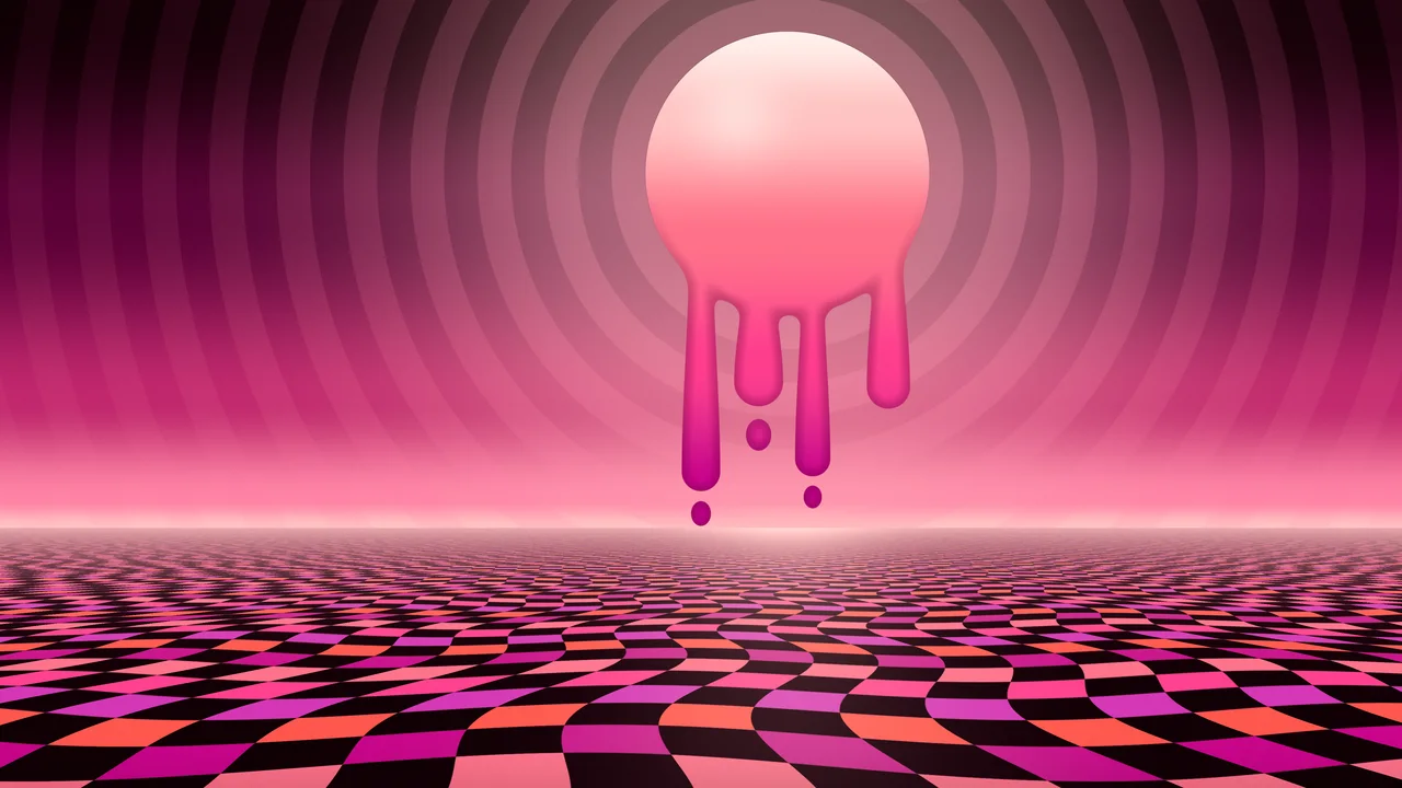 Hot Pink Trippy Melting Sun desktop wallpaper in 4K