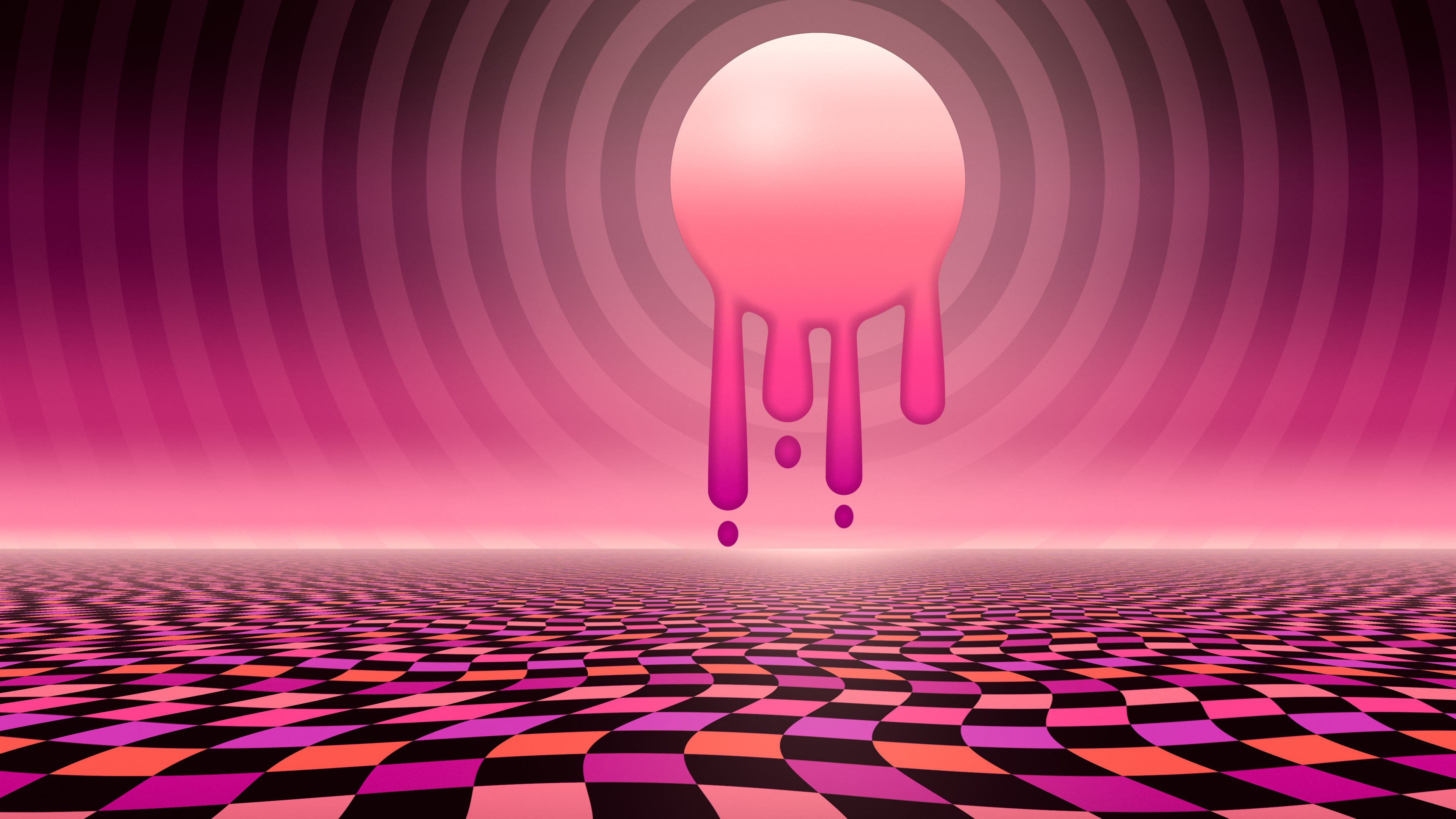 Hot Pink Trippy Melting Sun desktop wallpaper in 4K