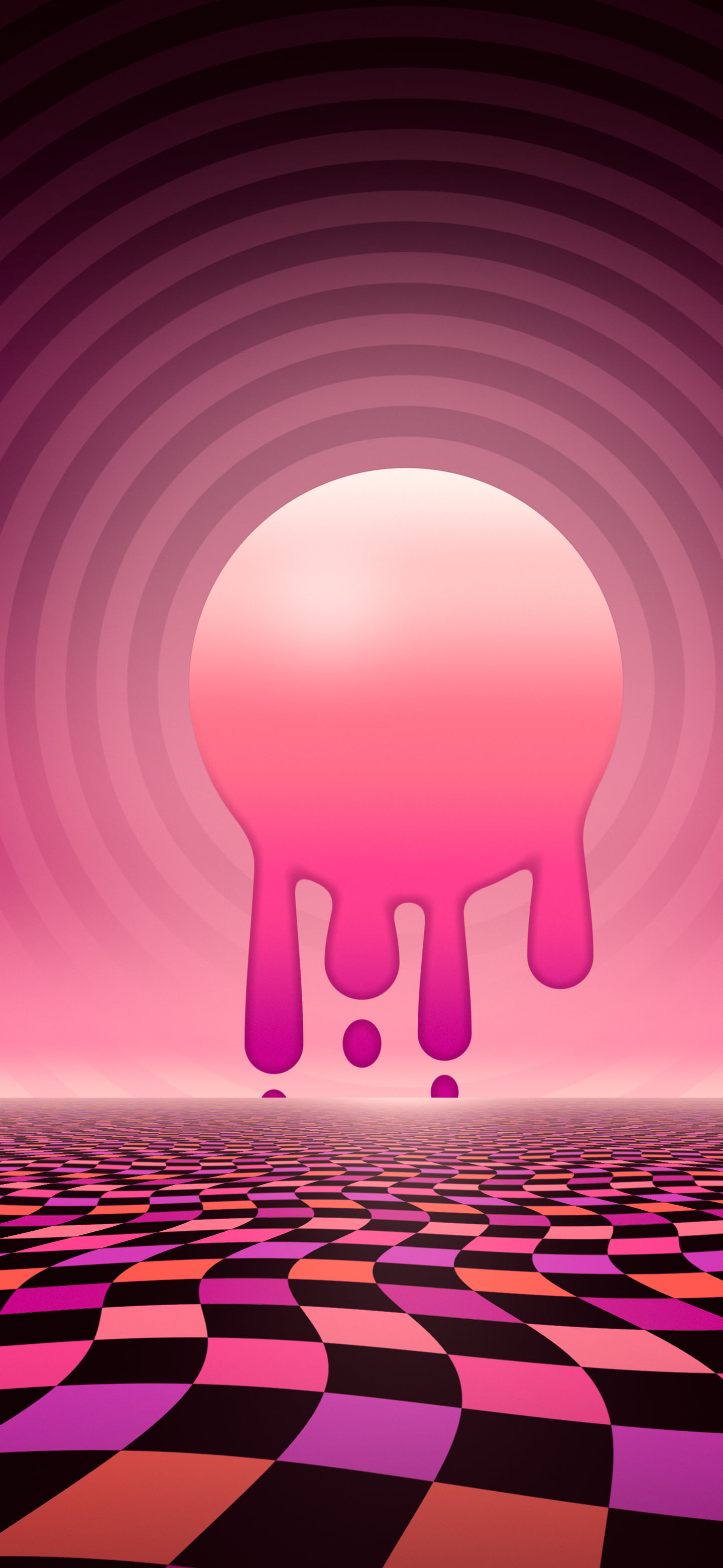 Hot Pink Trippy Melting Sun wallpaper for iPhone and Android