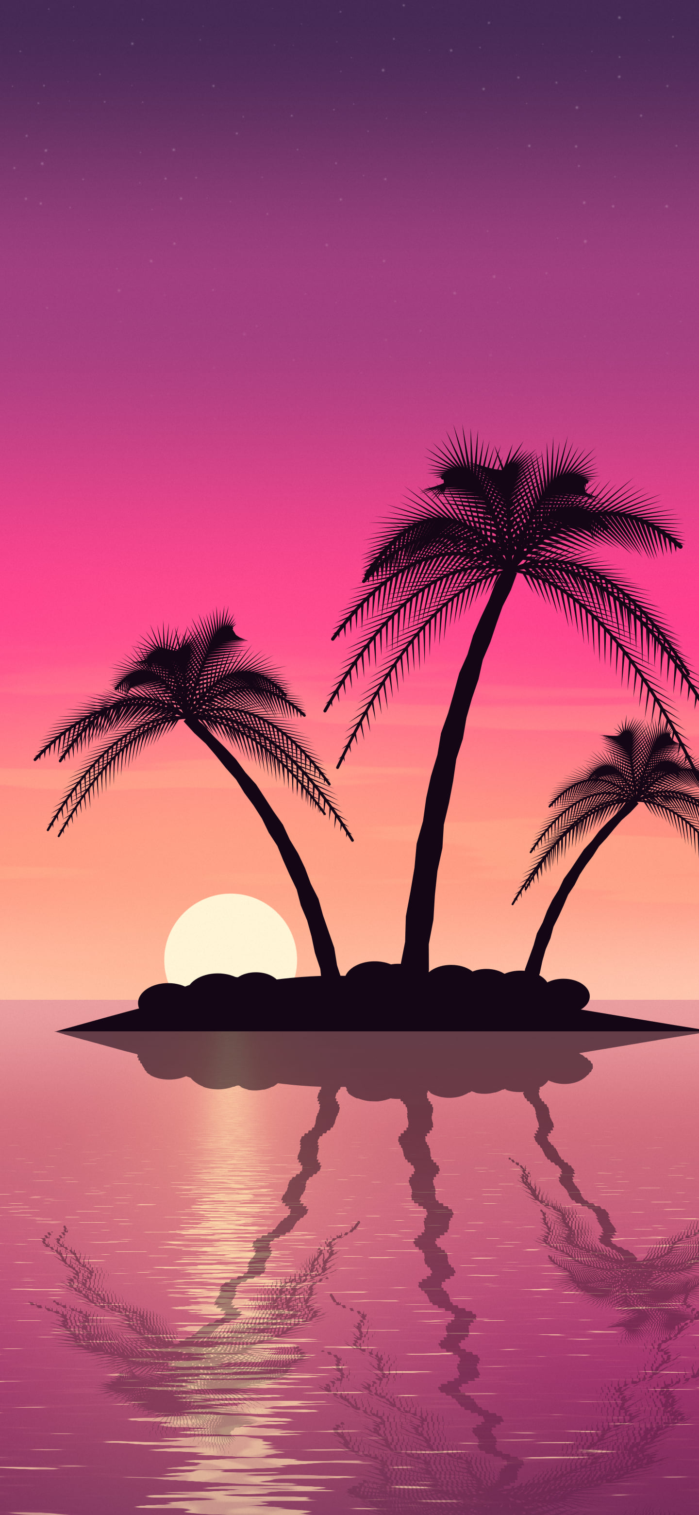 Hot Pink Tropical Island Sunset wallpaper for iPhone and Android