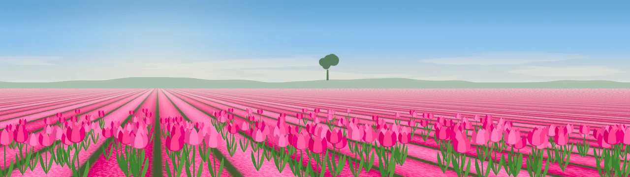 Hot Pink Tulip Field dual monitor wallpaper, 7680 × 2160