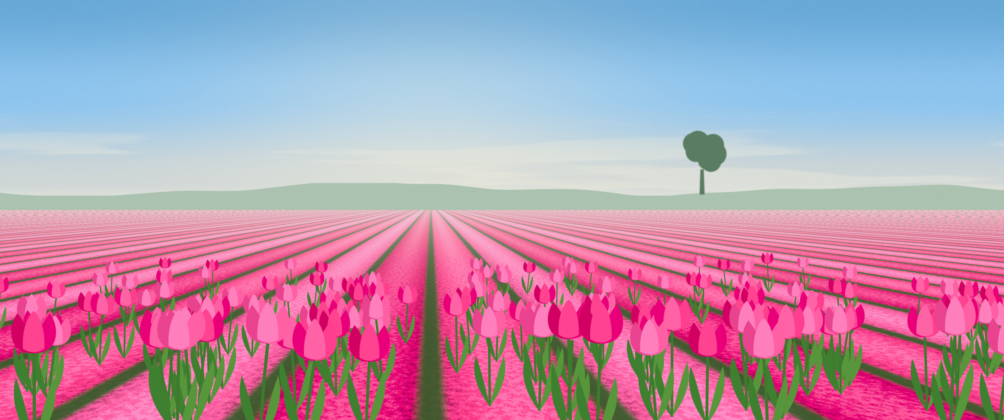Hot Pink Tulip Field ultrawide wallpaper, 3440 × 1440