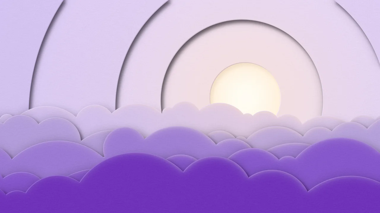 Lavender 3D Paper Cut Clouds desktop wallpaper in 4K
