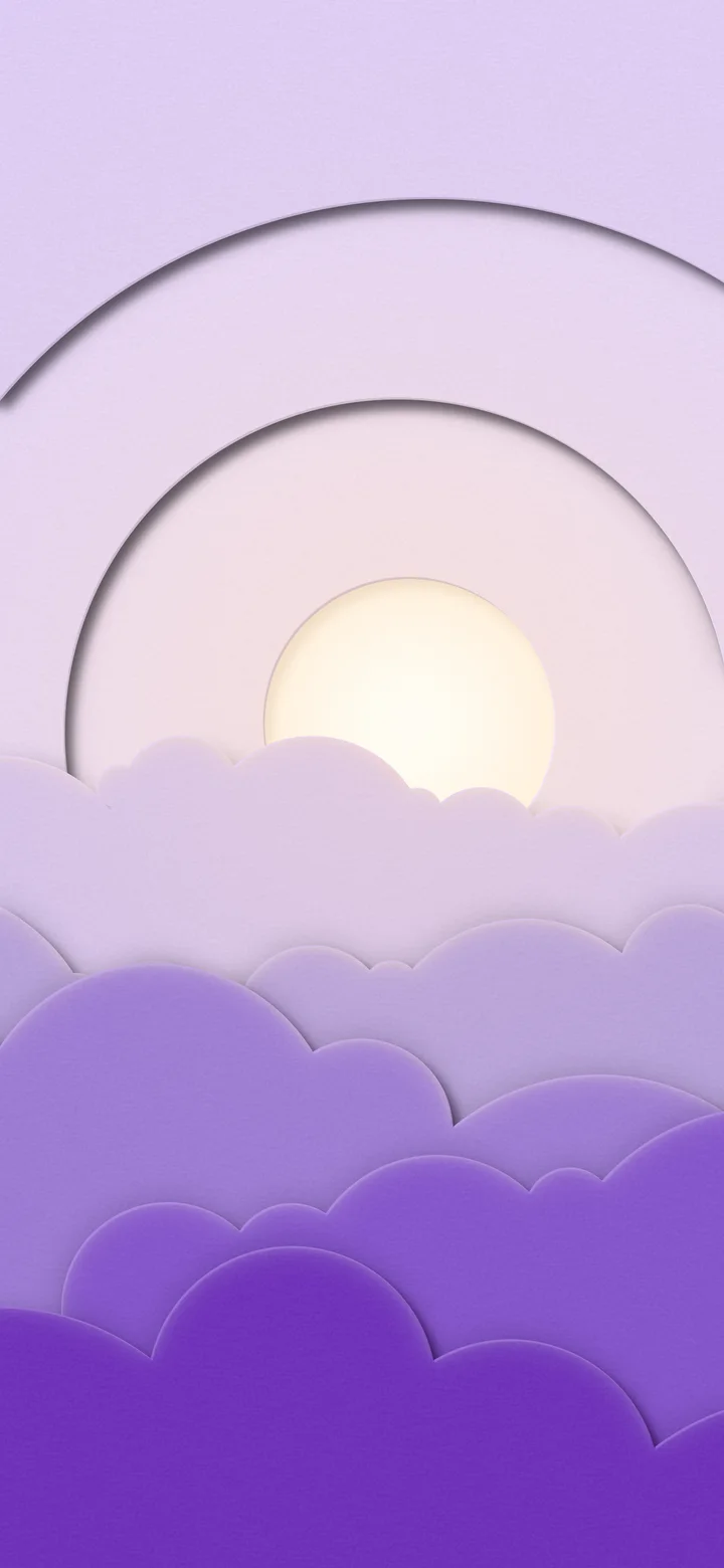 Lavender 3D Paper Cut Clouds wallpaper for iPhone and Android