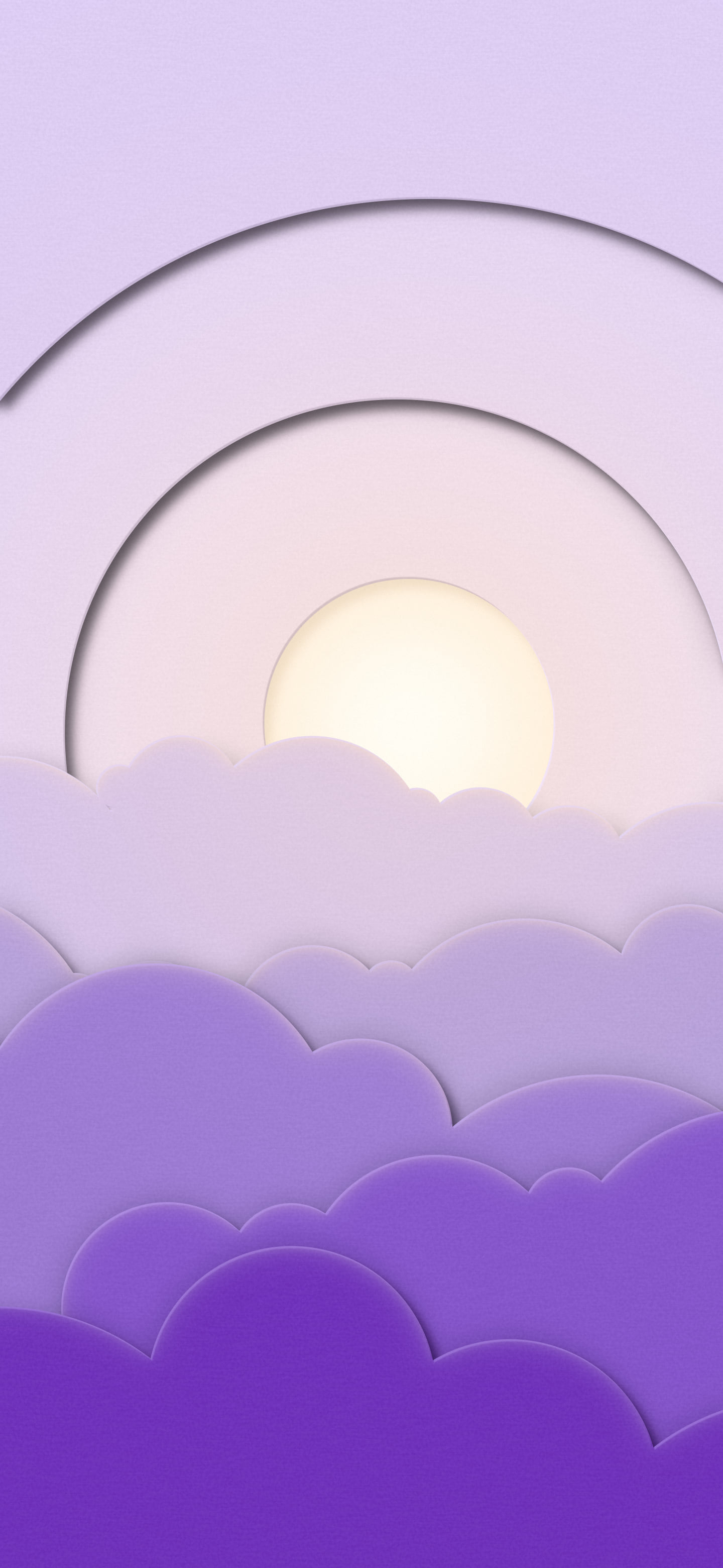 Lavender 3D Paper Cut Clouds wallpaper for iPhone and Android