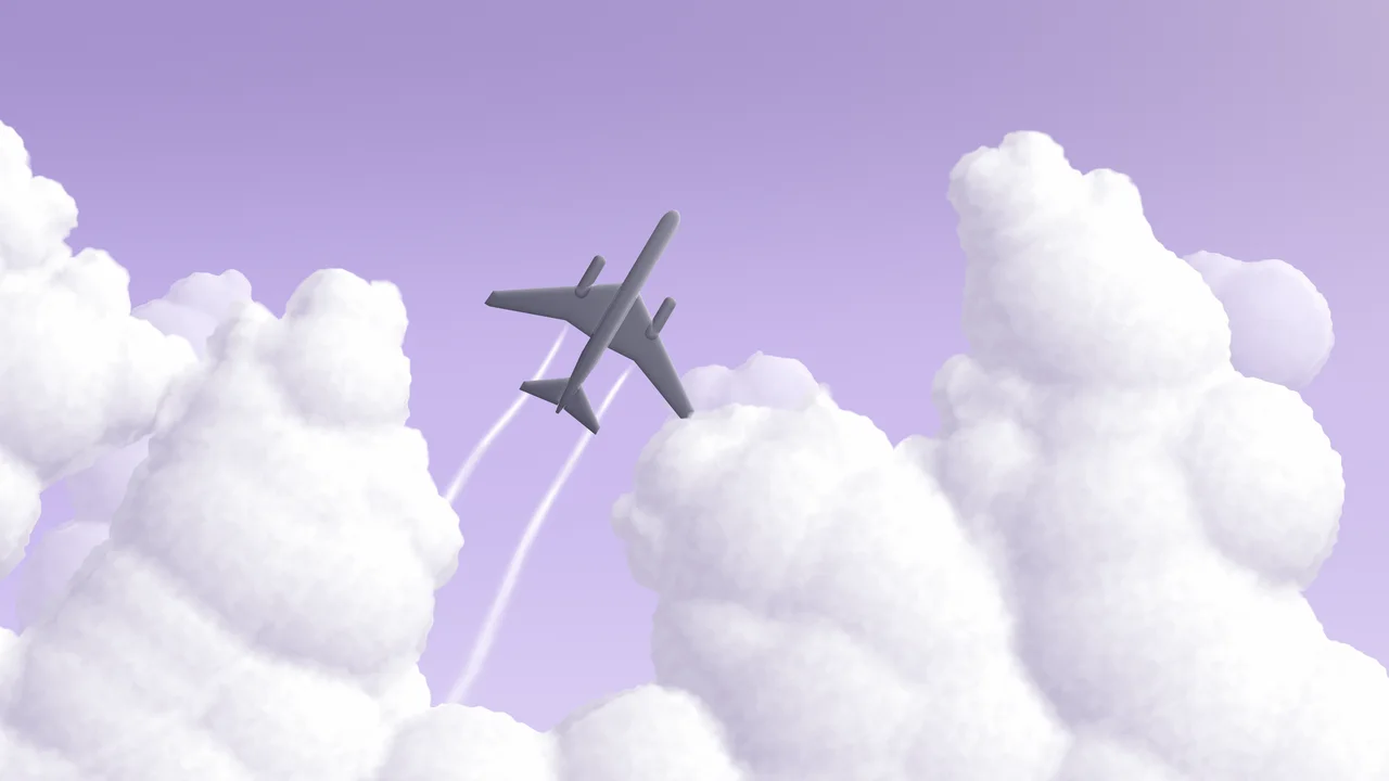 Lavender Airplane in the Clouds desktop wallpaper in 4K