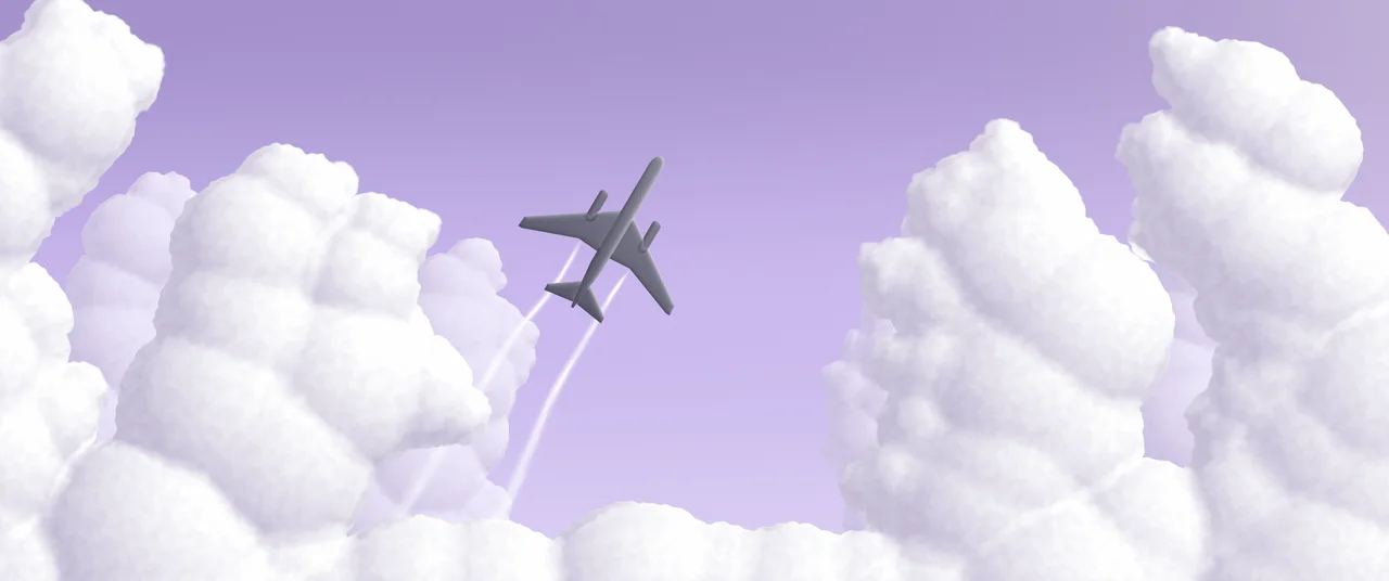 Lavender Airplane in the Clouds ultrawide wallpaper, 3440 × 1440