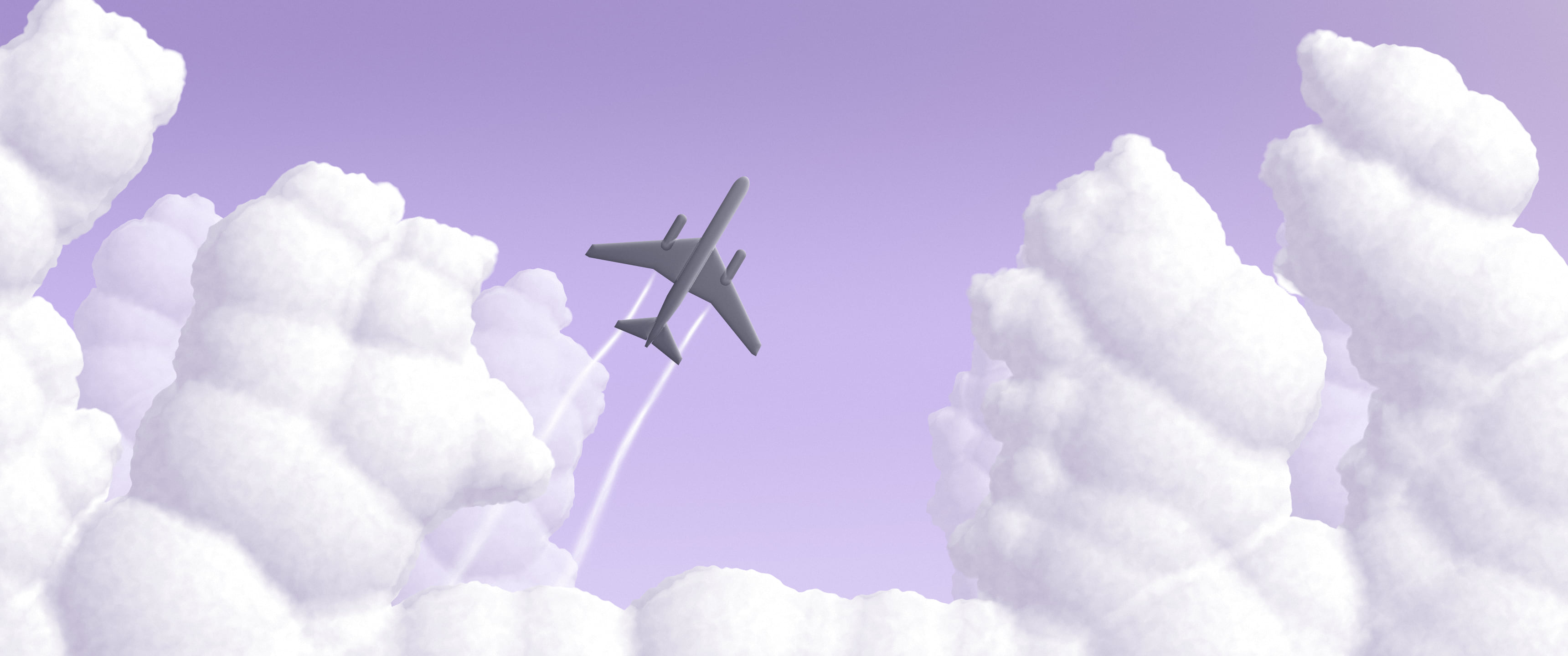 Lavender Airplane in the Clouds ultrawide wallpaper, 3440 × 1440