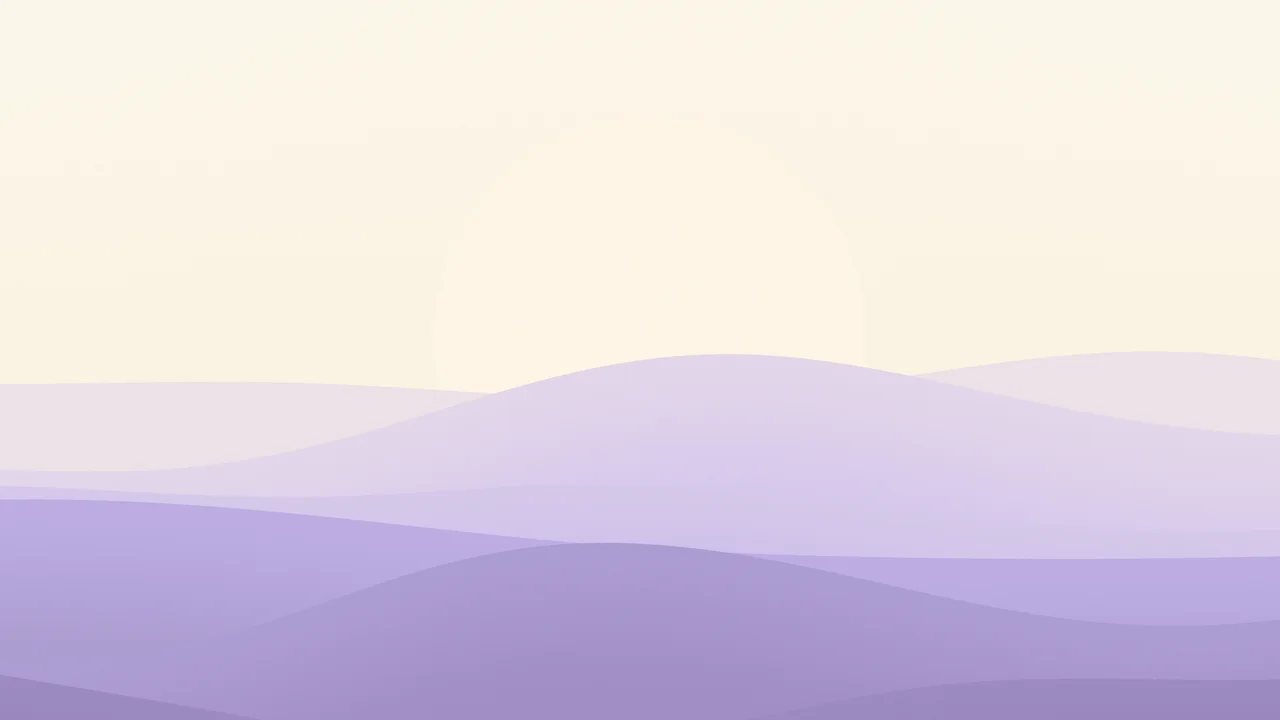 Lavender and Cream Minimalist Sunset Hills desktop wallpaper in 4K