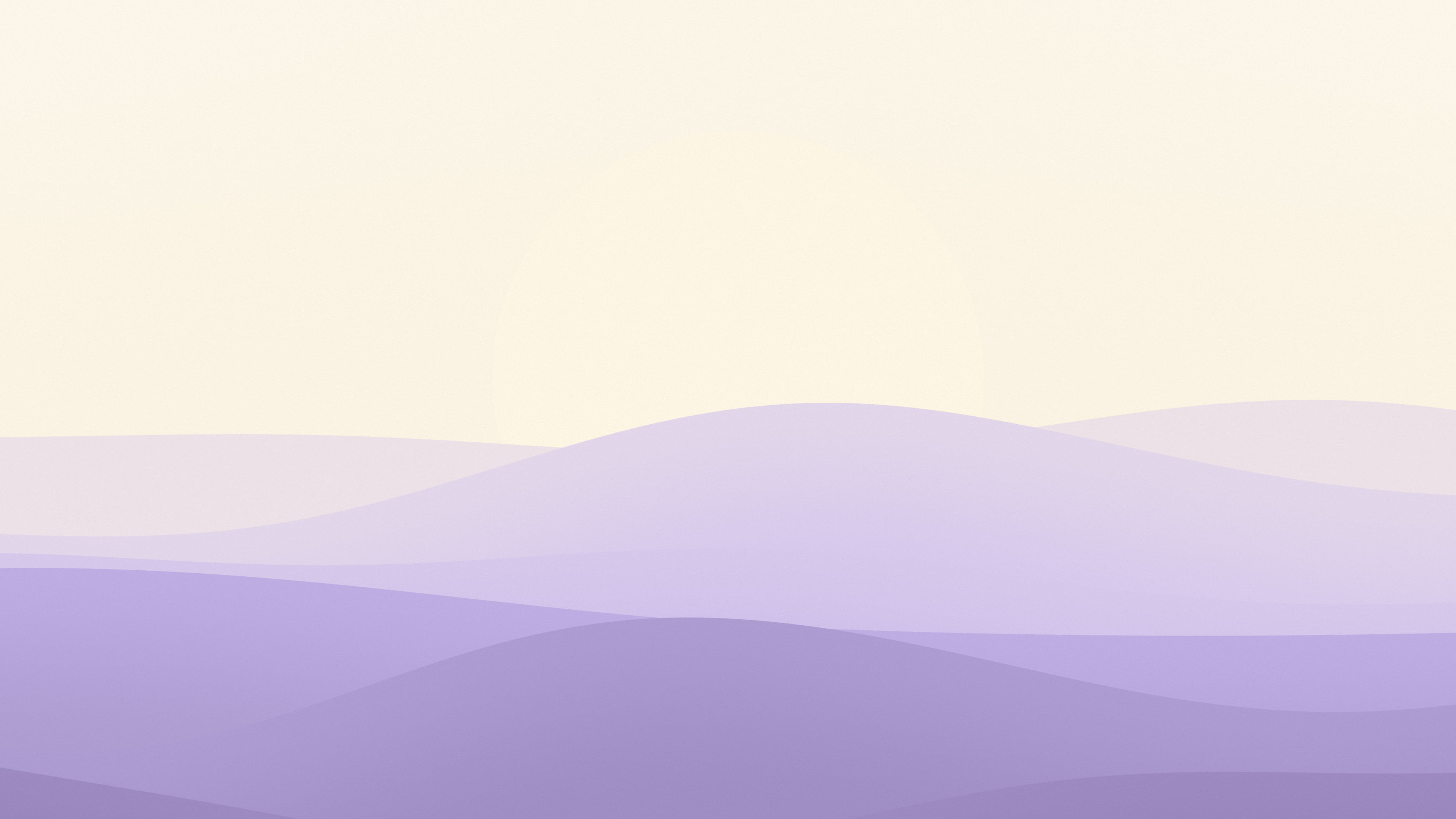 Lavender and Cream Minimalist Sunset Hills desktop wallpaper in 4K