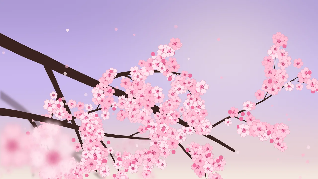 Lavender Cherry Blossom Branch desktop wallpaper in 4K