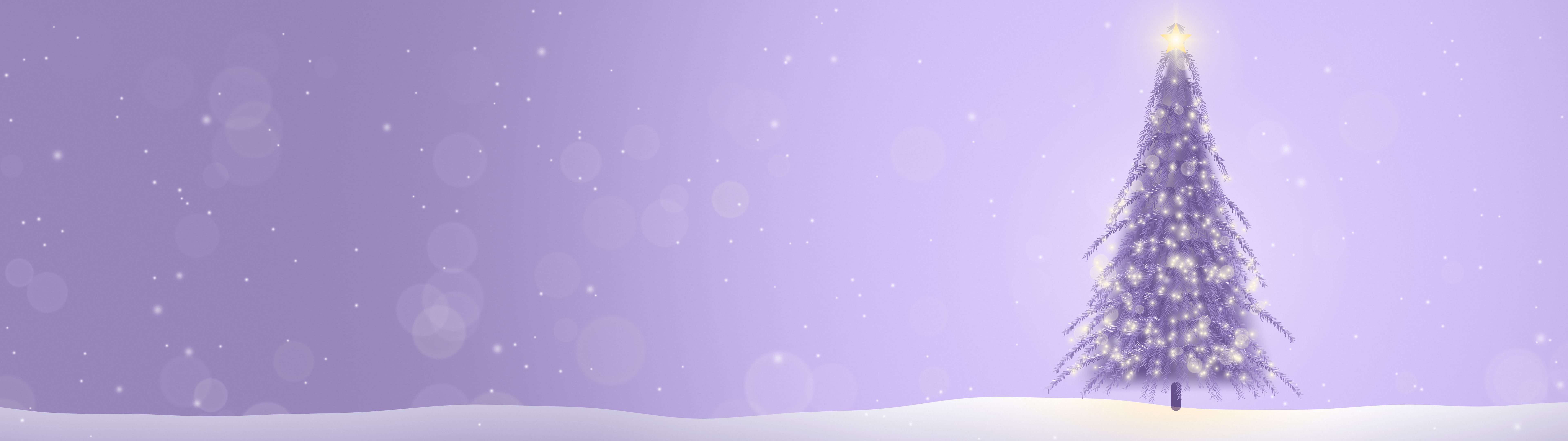 Lavender Christmas Tree dual monitor wallpaper, 7680 × 2160