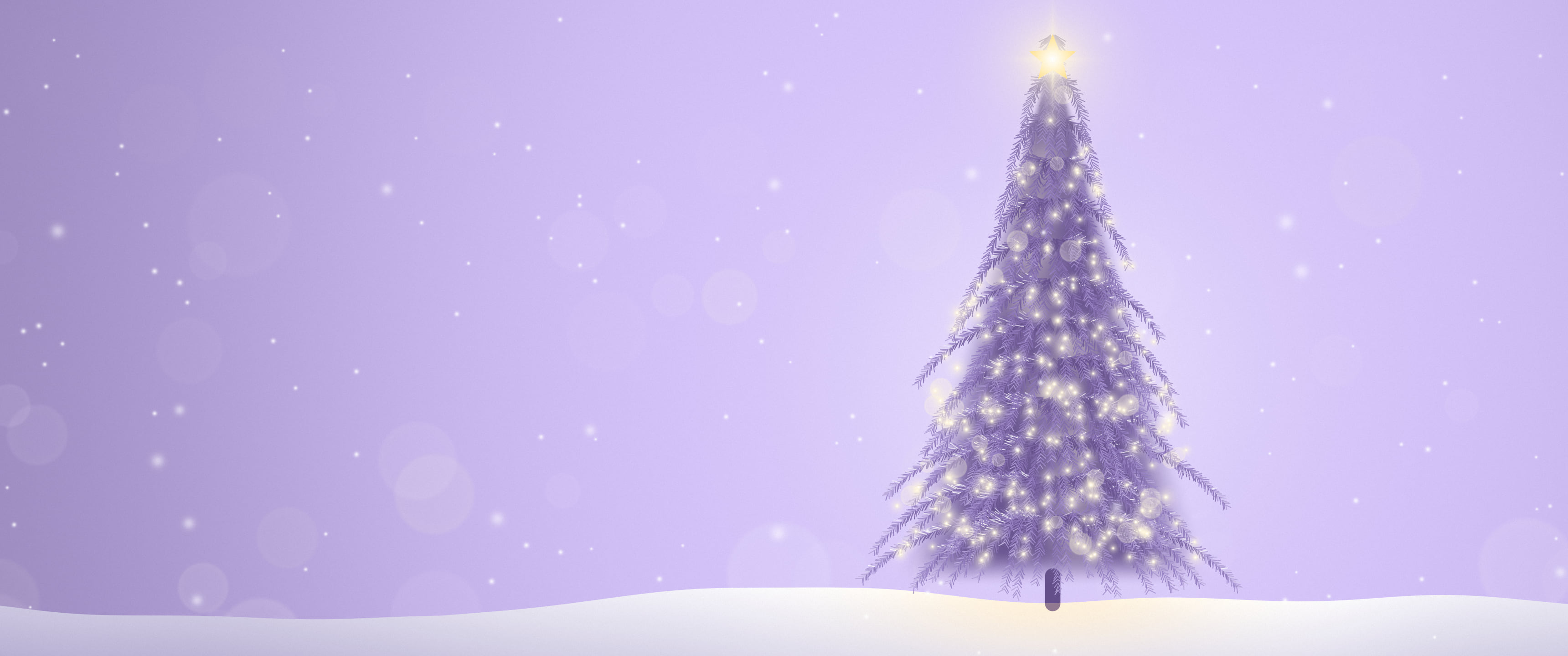 Lavender Christmas Tree ultrawide wallpaper, 3440 × 1440