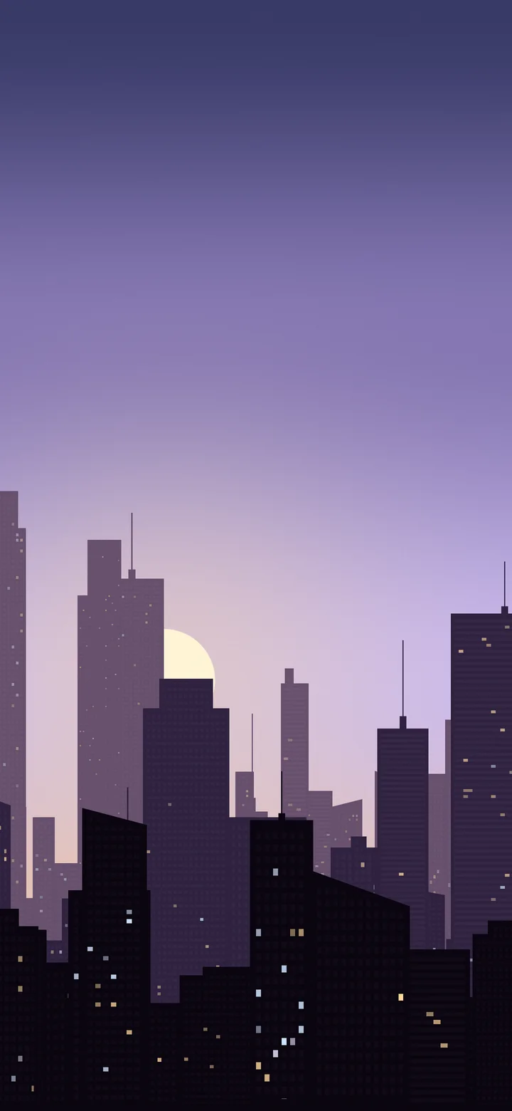 Lavender City Skyline Sunset wallpaper for iPhone and Android