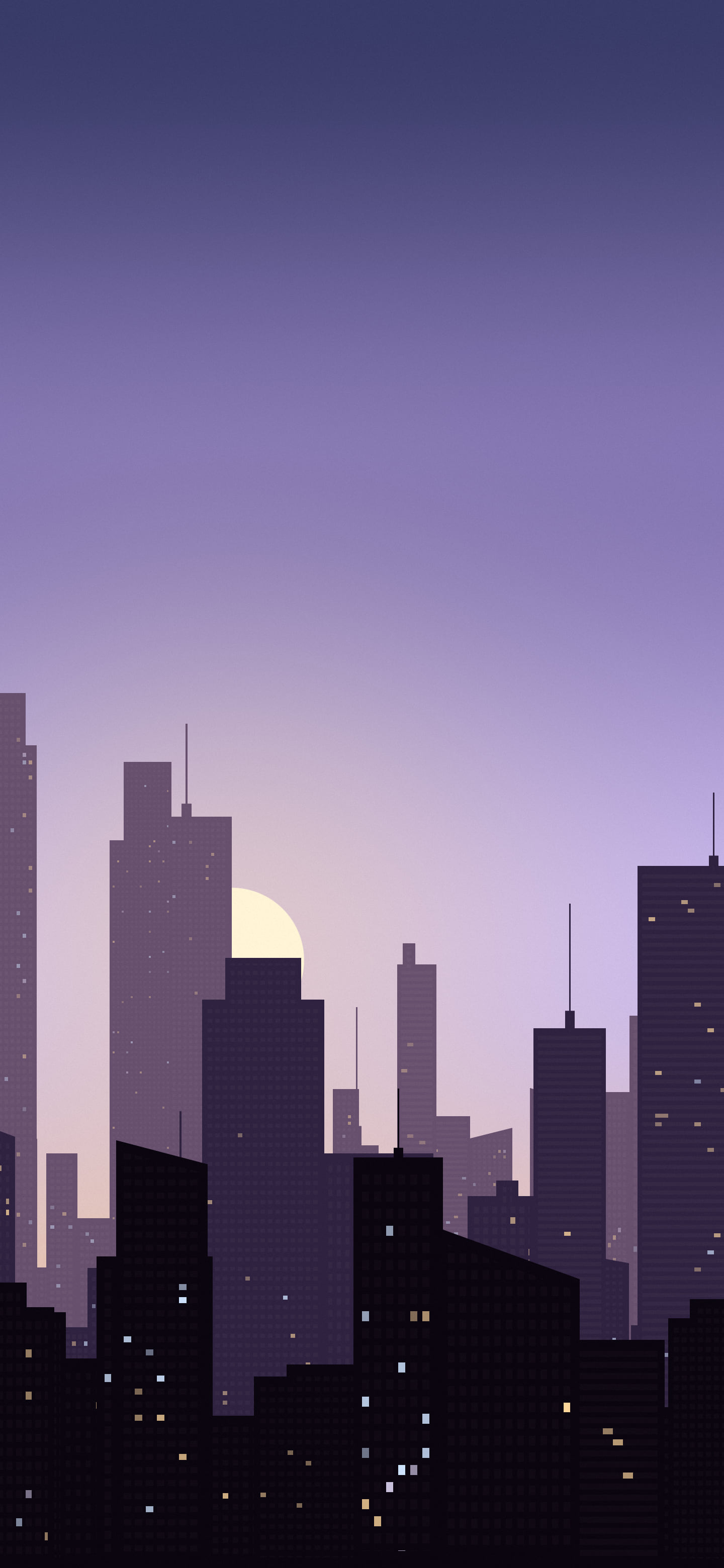 Lavender City Skyline Sunset wallpaper for iPhone and Android