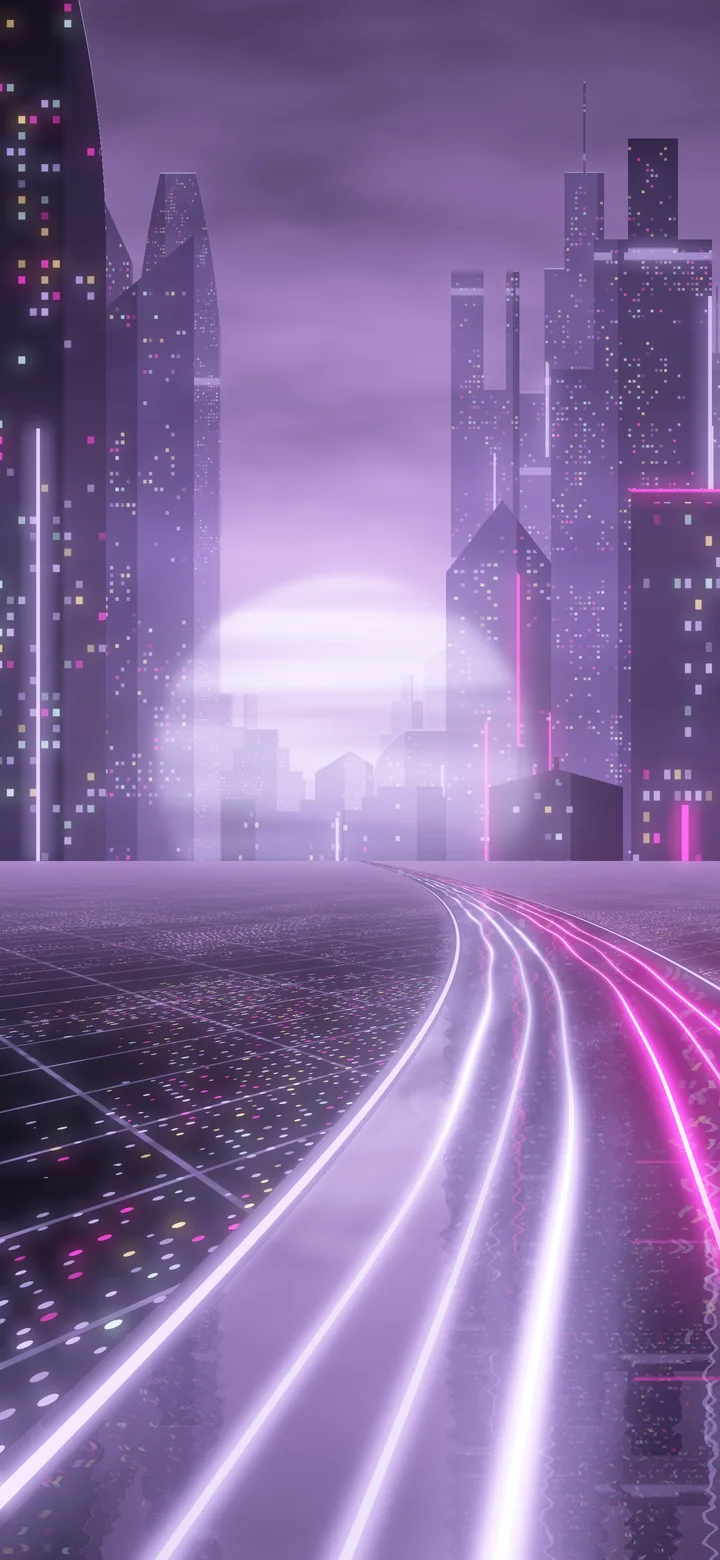 Lavender Cyberpunk Highway wallpaper for iPhone and Android