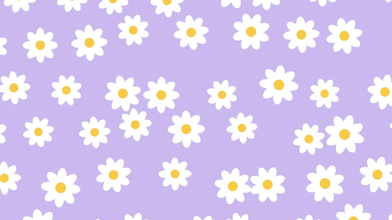 Lavender Daisy Flower Pattern desktop wallpaper in 4K