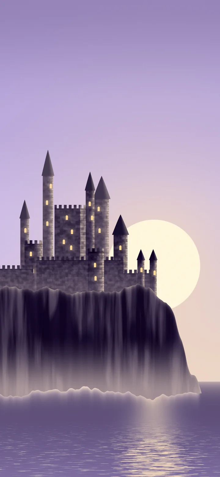 Lavender Fantasy Castle at Sunset wallpaper for iPhone and Android