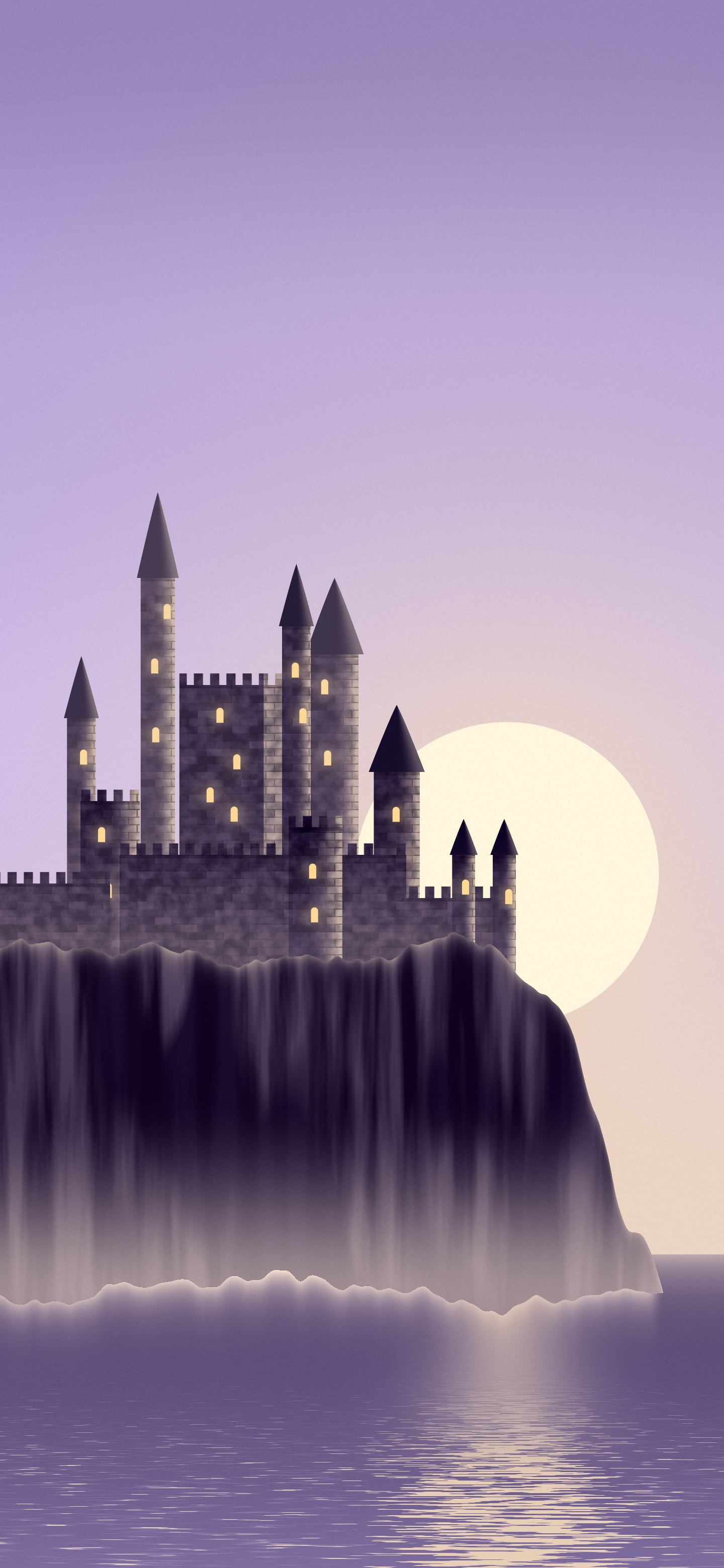 Lavender Fantasy Castle at Sunset wallpaper for iPhone and Android