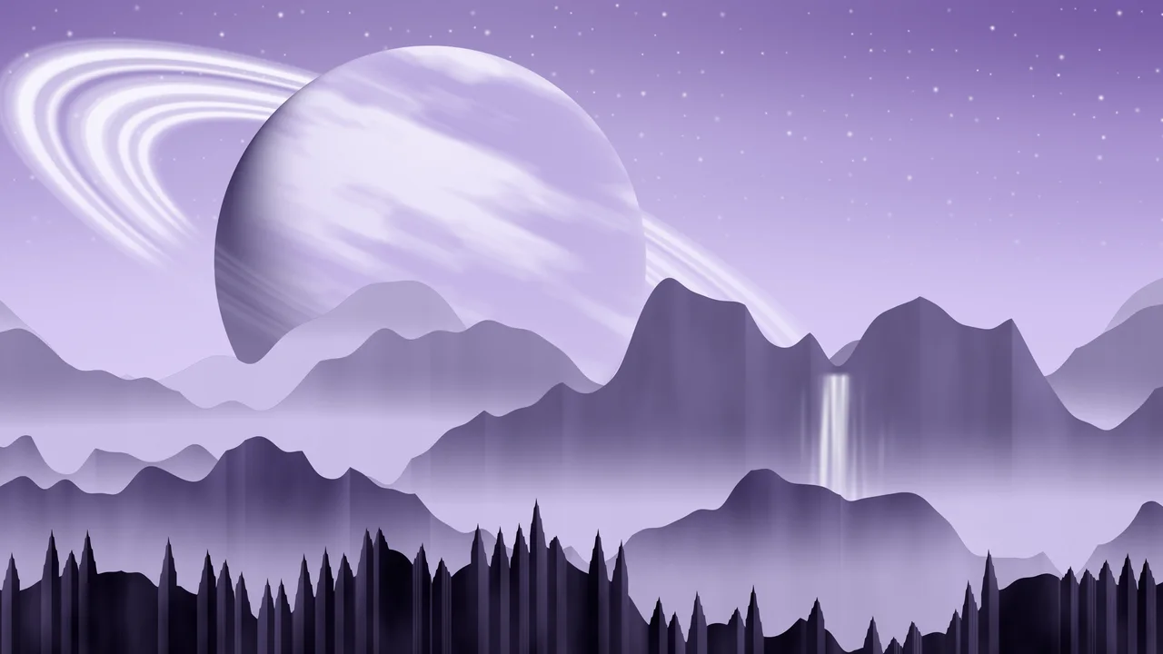 Lavender Fantasy Ringed Planet Valley desktop wallpaper in 4K