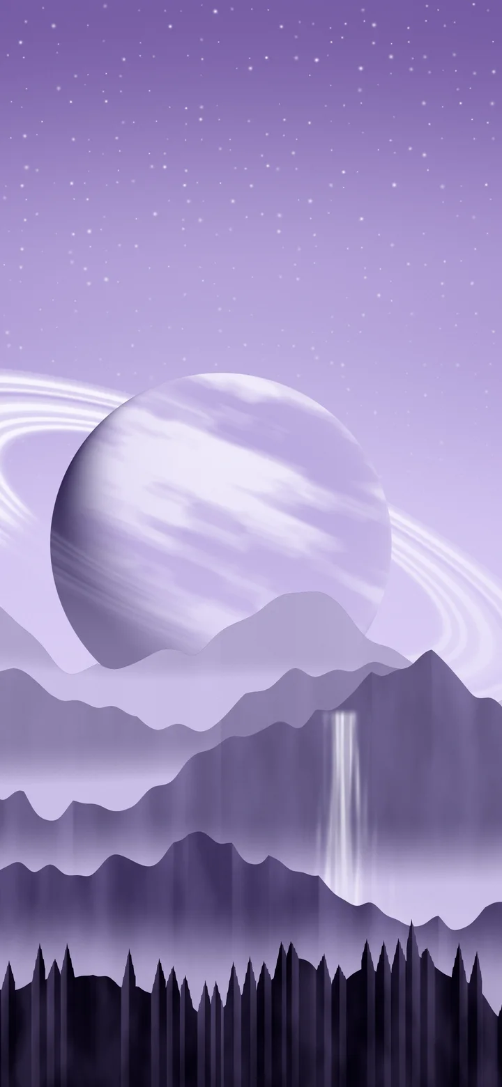 Lavender Fantasy Ringed Planet Valley wallpaper for iPhone and Android
