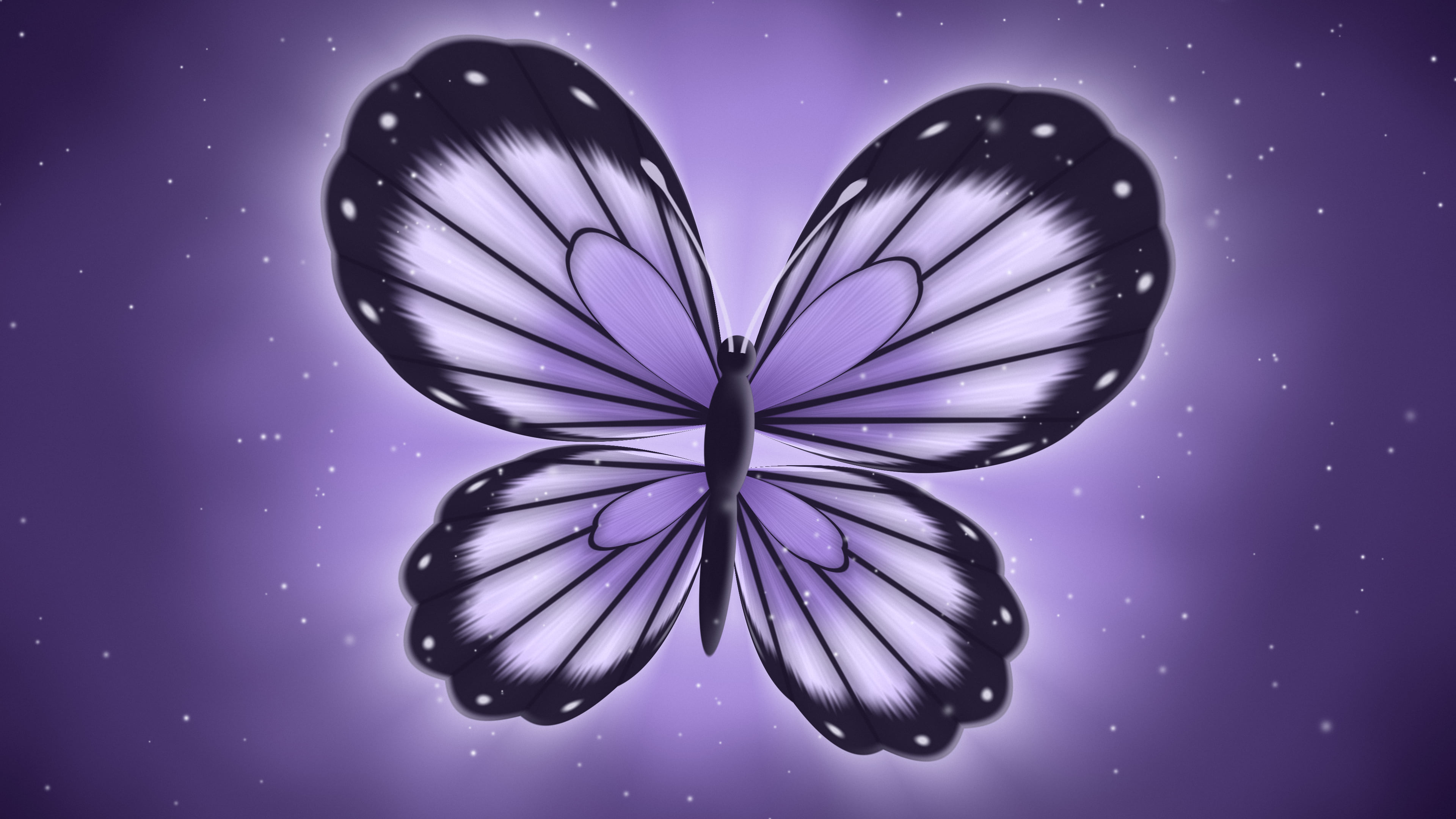 Lavender Glowing Butterfly desktop wallpaper in 4K