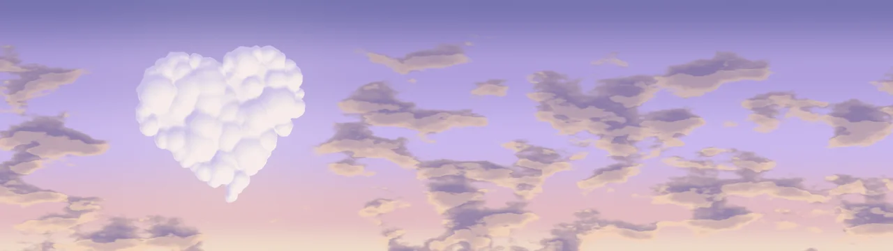 Lavender Heart Cloud Sky dual monitor wallpaper, 7680 × 2160
