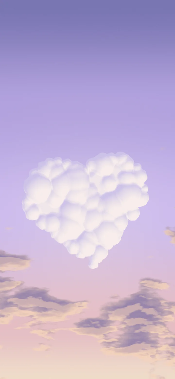 Lavender Heart Cloud Sky wallpaper for iPhone and Android