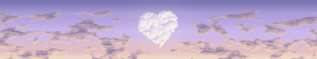 Lavender Heart Cloud Sky triple monitor wallpaper, 7680 × 1440