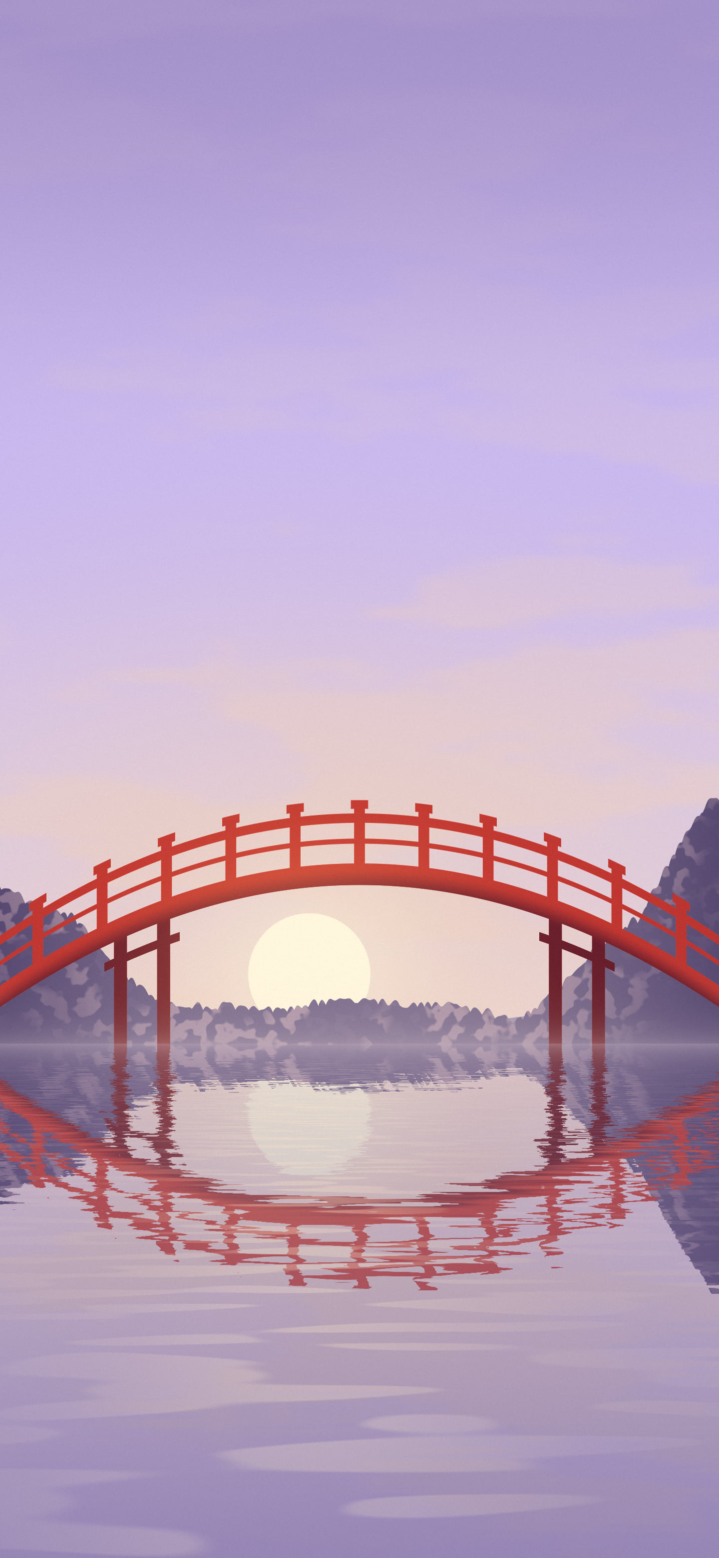 Lavender Japanese Garden Bridge wallpaper for iPhone and Android