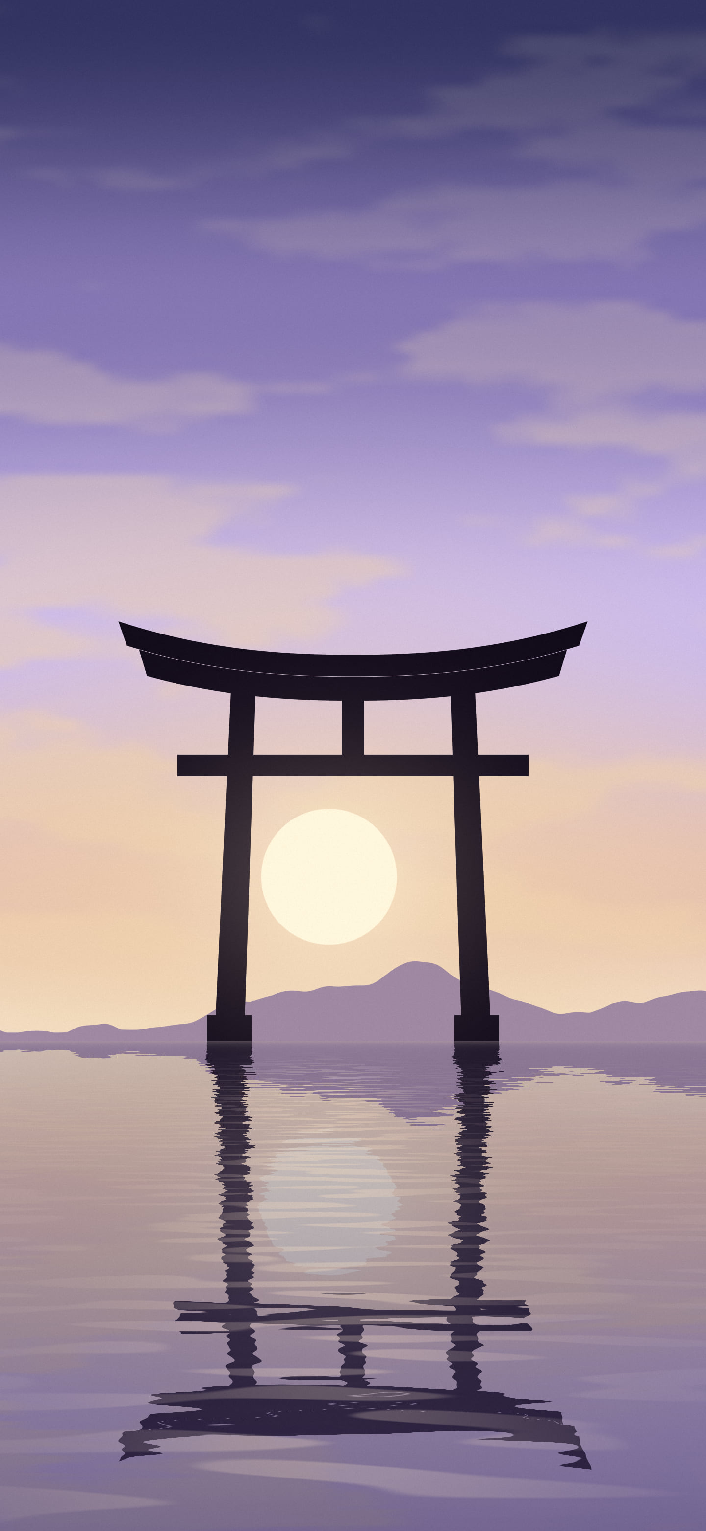 Lavender Japanese Torii Gate Sunset wallpaper for iPhone and Android