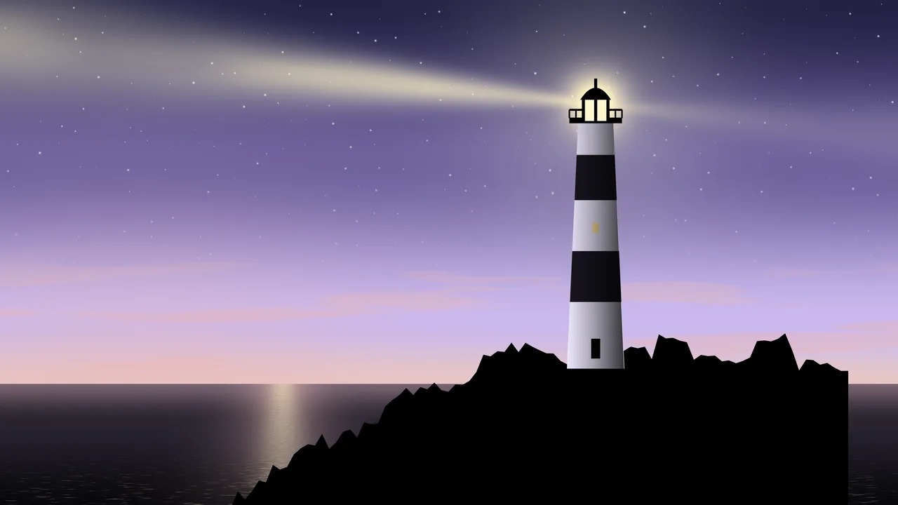 Lavender Lighthouse desktop wallpaper in 4K