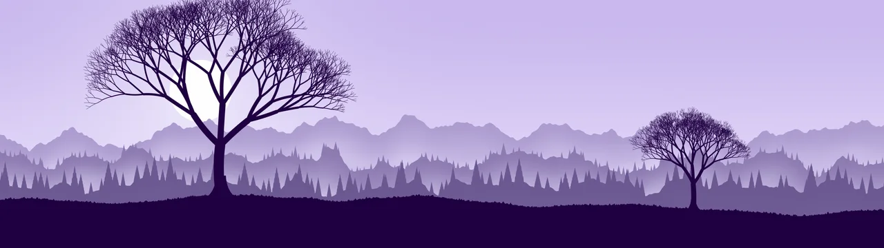 Lavender Lone Tree in Fog dual monitor wallpaper, 7680 × 2160