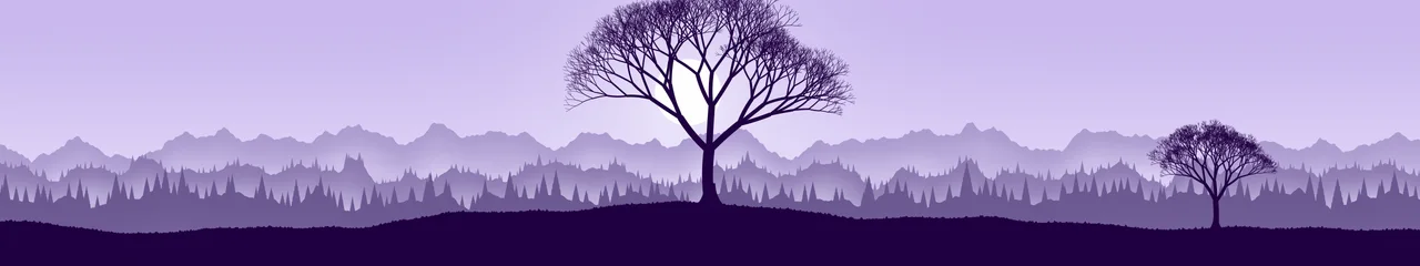 Lavender Lone Tree in Fog triple monitor wallpaper, 7680 × 1440