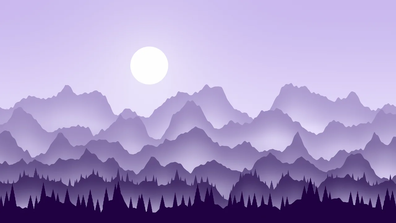 Lavender Misty Mountains desktop wallpaper in 4K