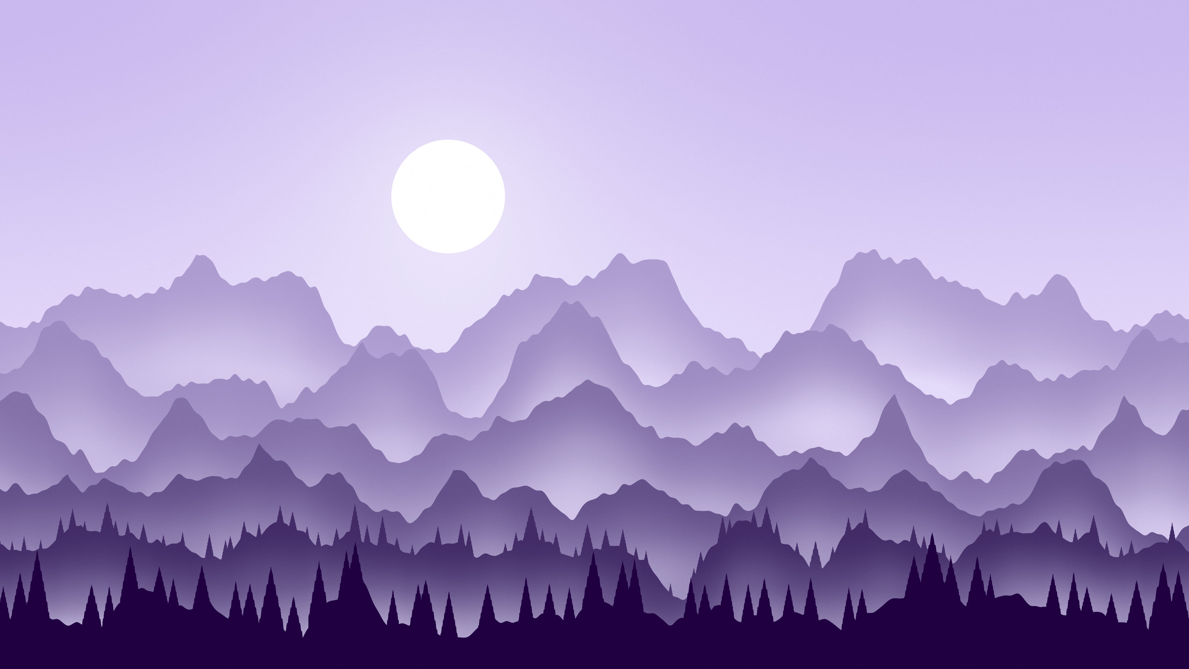 Lavender Misty Mountains desktop wallpaper in 4K