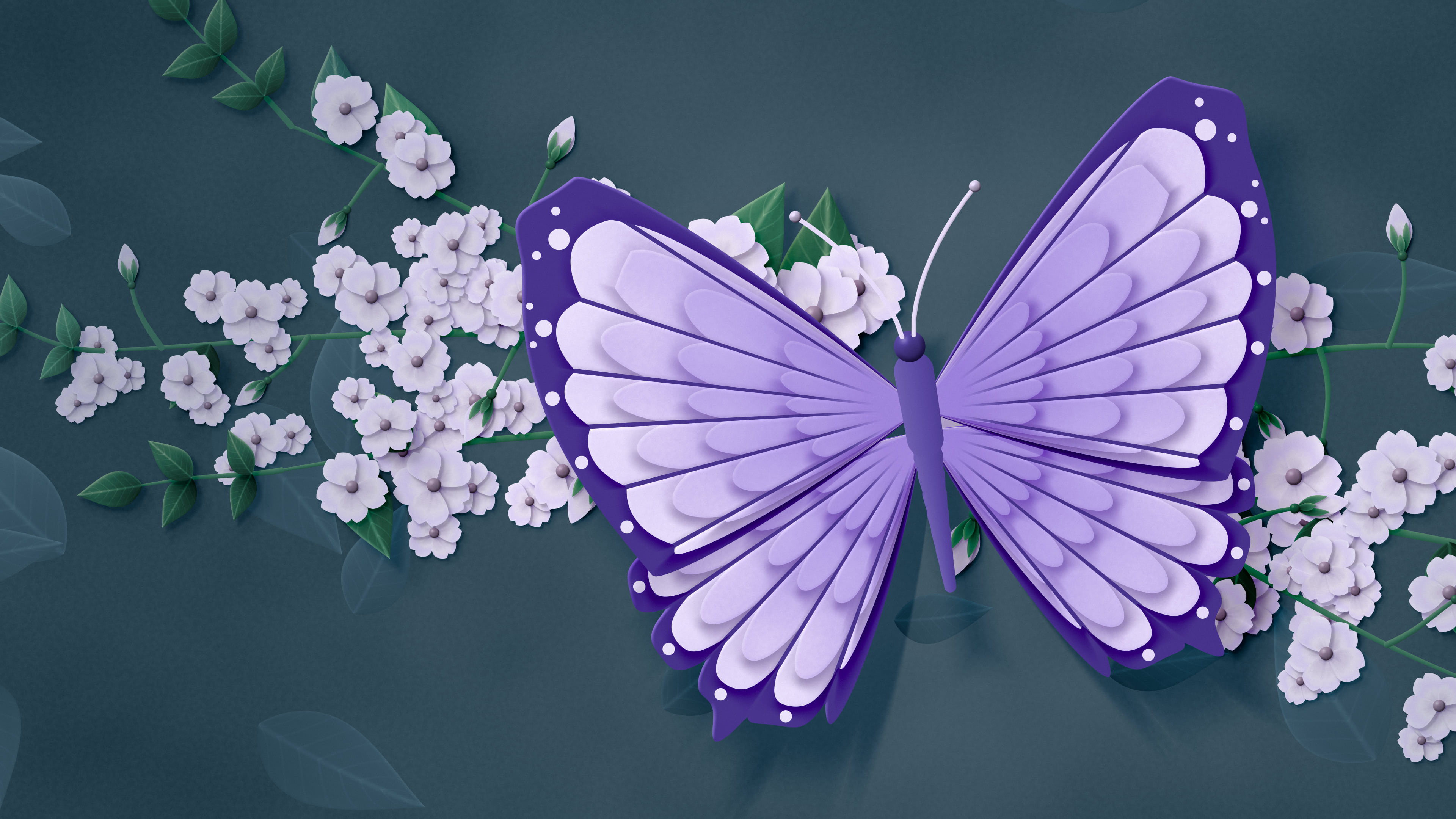 Lavender Paper Butterfly desktop wallpaper in 4K