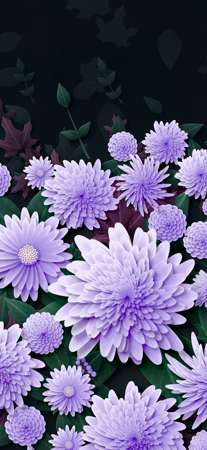 Lavender Paper Chrysanthemums wallpaper for iPhone and Android
