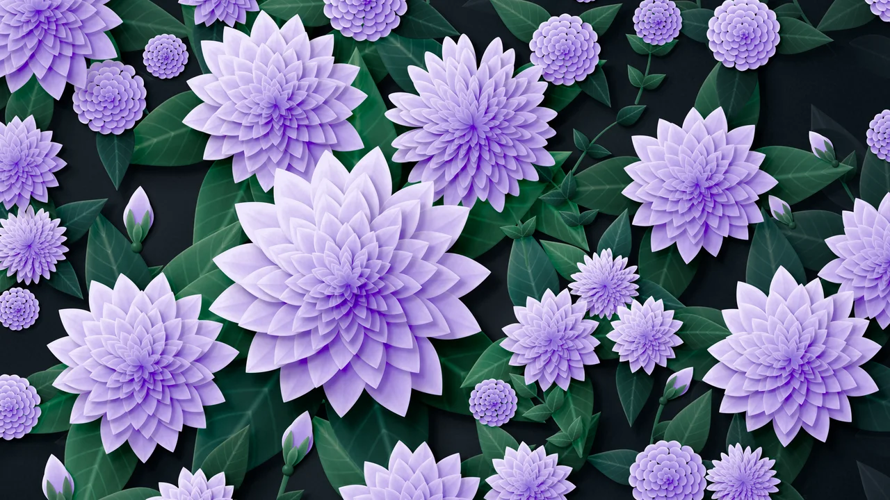 Lavender Paper Dahlias desktop wallpaper in 4K