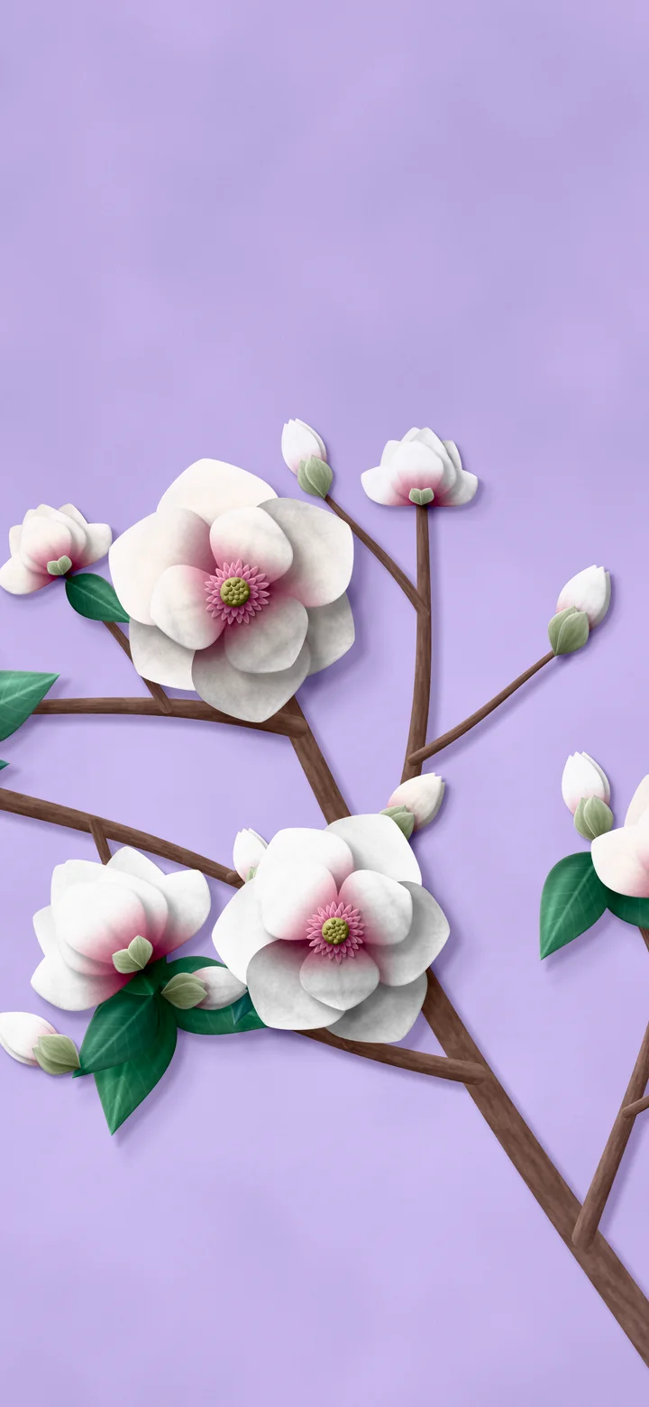 Lavender Paper Magnolia Branch wallpaper for iPhone and Android