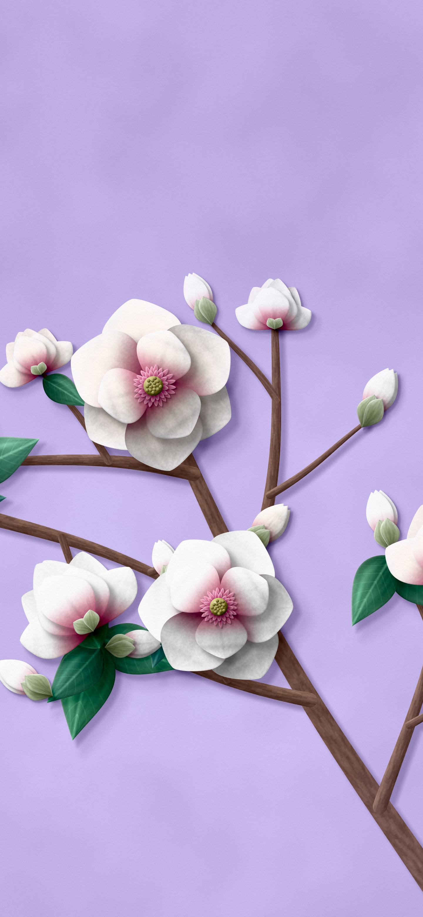 Lavender Paper Magnolia Branch wallpaper for iPhone and Android