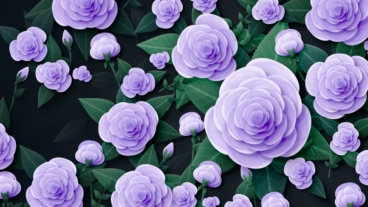 Lavender Paper Roses desktop wallpaper in 4K