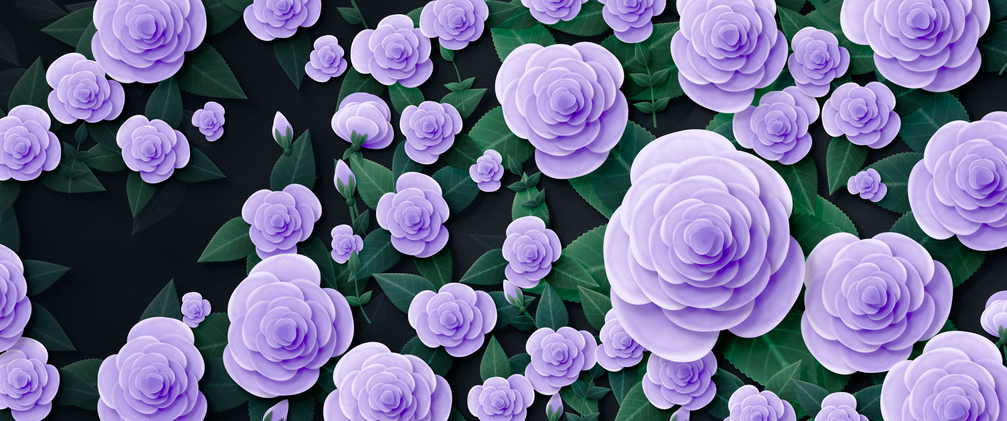 Lavender Paper Roses ultrawide wallpaper, 3440 × 1440