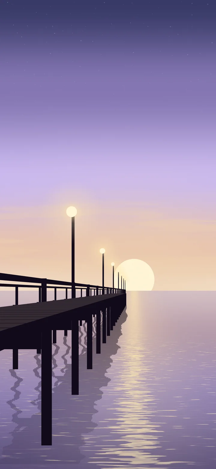 Lavender Pier Sunset wallpaper for iPhone and Android