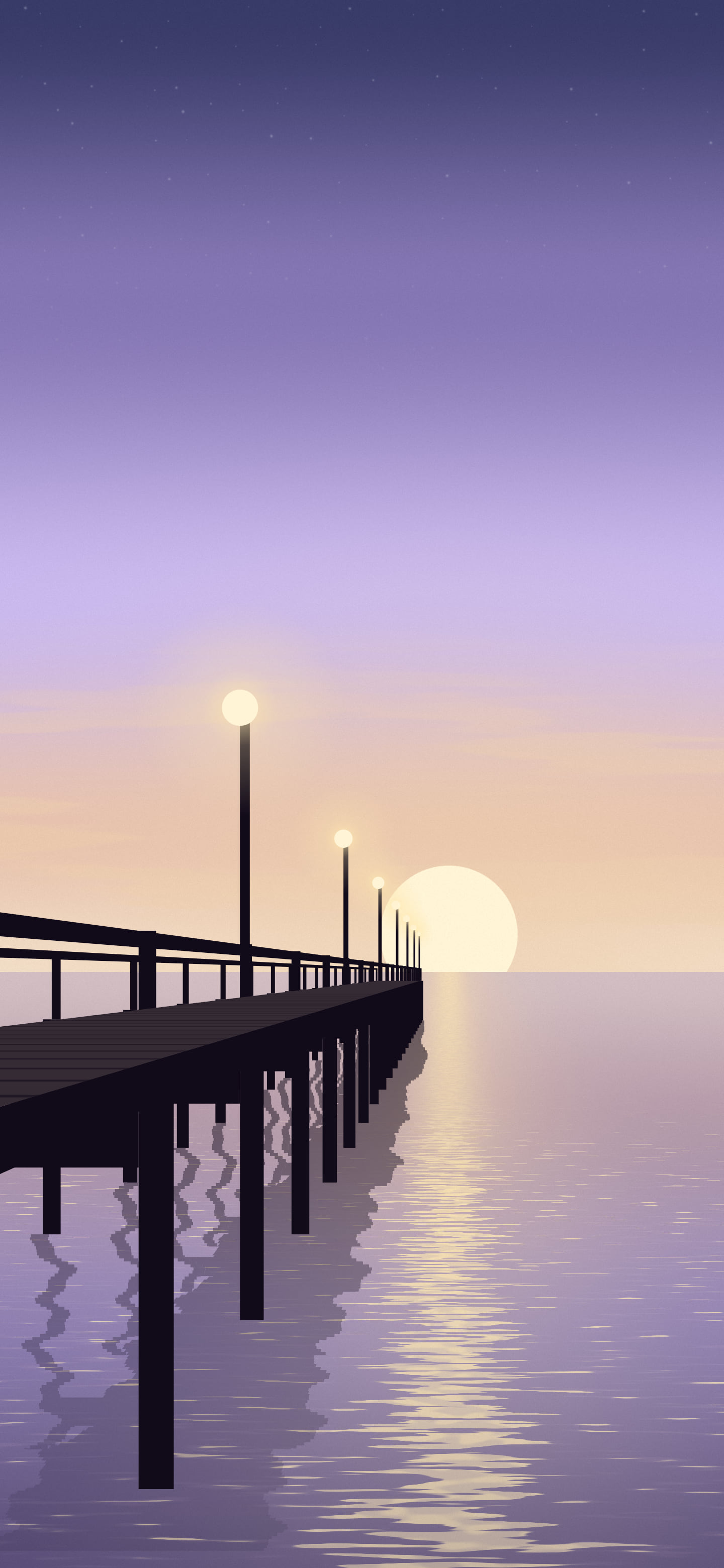 Lavender Pier Sunset wallpaper for iPhone and Android