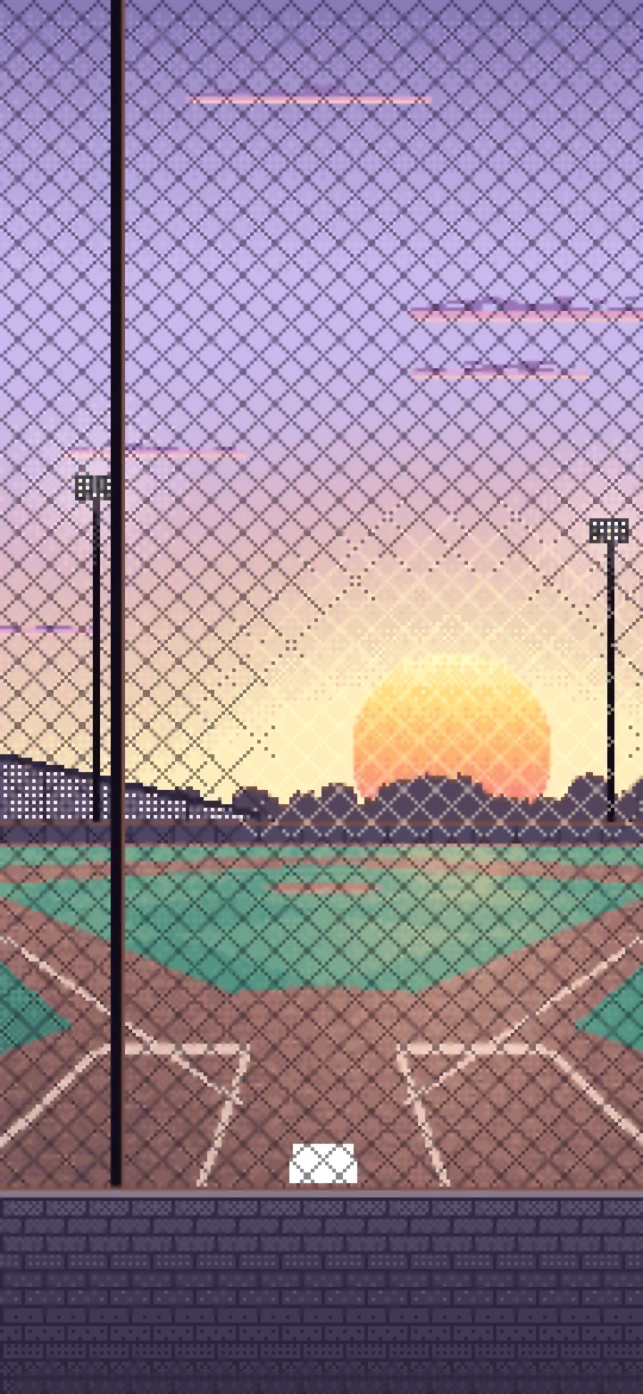 Lavender Pixel Art Baseball Field at Sunset wallpaper for iPhone and Android