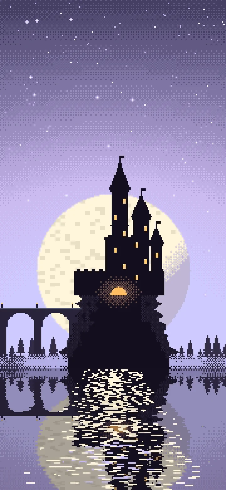 Lavender Pixel Art Castle wallpaper for iPhone and Android