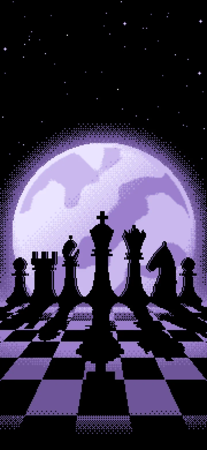 Lavender Pixel Art Chess Pieces wallpaper for iPhone and Android